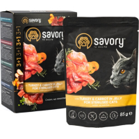 Wet food for cats Savory Sterilized Cats with Turkey and Carrots in Jelly 3+1x85 g (2700000040522)