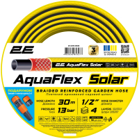 Шланг для поливу 2E AquaFlex Solar, 1/2", 30м, 4 шари, 13бар, -10…+60°C, зрошувач, конектор, адаптер 2в1 (2E-GHE12SR30)