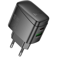 Зарядний пристрій HOCO CS61A 1xUSB-C PD30W + 1xUSB QC3.0 black (6942007638425)