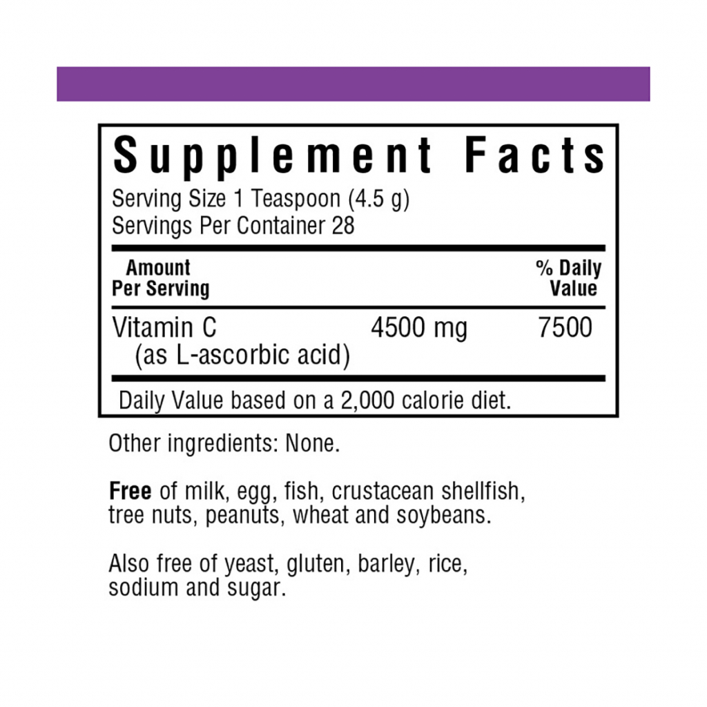 Вітамін Bluebonnet Nutrition Вітамін С в Кристалічній Формі, Vitamin C Crystals, 125 г (BLB0540)