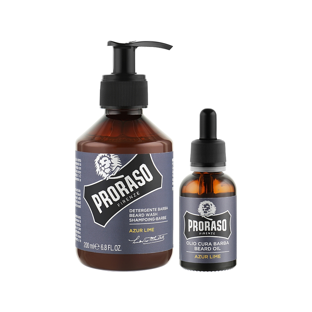 Набір косметики Proraso Azur Lime для бороди Шампунь 200 мл + Олія 30 мл (8004395007462)