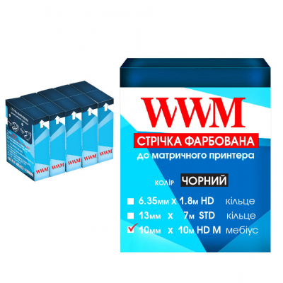 Ribbon for printers 10mm x 10m HD l. Black*5pcs WWM (R10.10HM5)