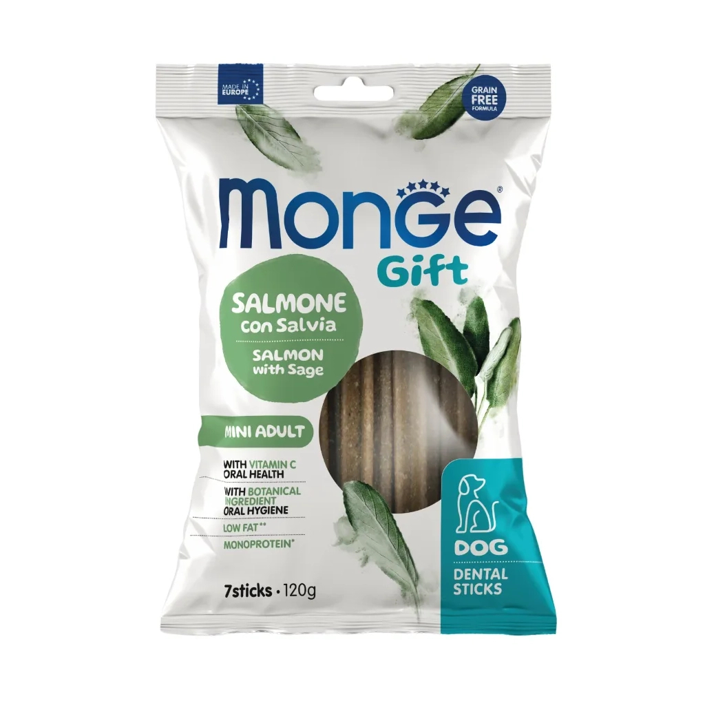 Ласощі для собак Monge Gift Dog Mini лосоcь з шавлією 120 г (8009470085564)
