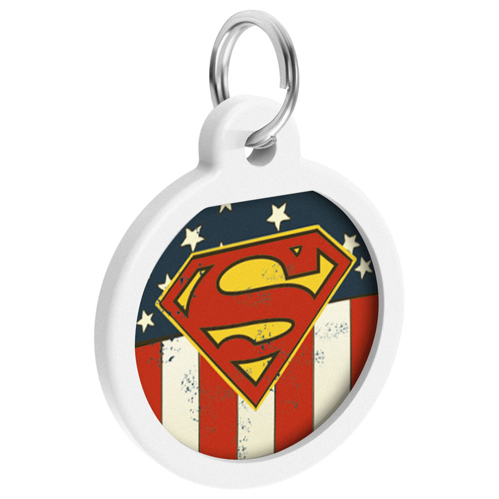 Адресник для тварин WAUDOG Smart ID з QR паспортом "Супермен Америка", круг 25 мм (0625-1010ru-eng)