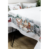 Provence tapestry tablecloth with velor Winter City 135x140 cm (4823093450455)