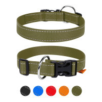 Dog Extreme Nylon Adjustable Pet Collar W 30mm L 35-58cm Khaki (670031)