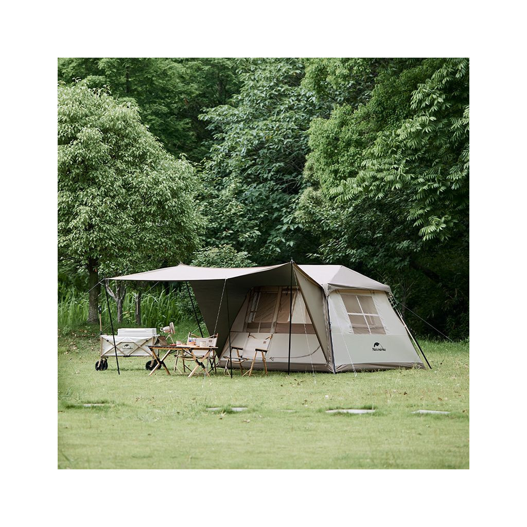 Намет Naturehike з навісом Village CNK2300ZP022 коричневий великий (6976023920189)