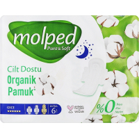 Sanitary napkins Molped Pure&Soft Night 6 drops 6 pcs. (8690536842247)