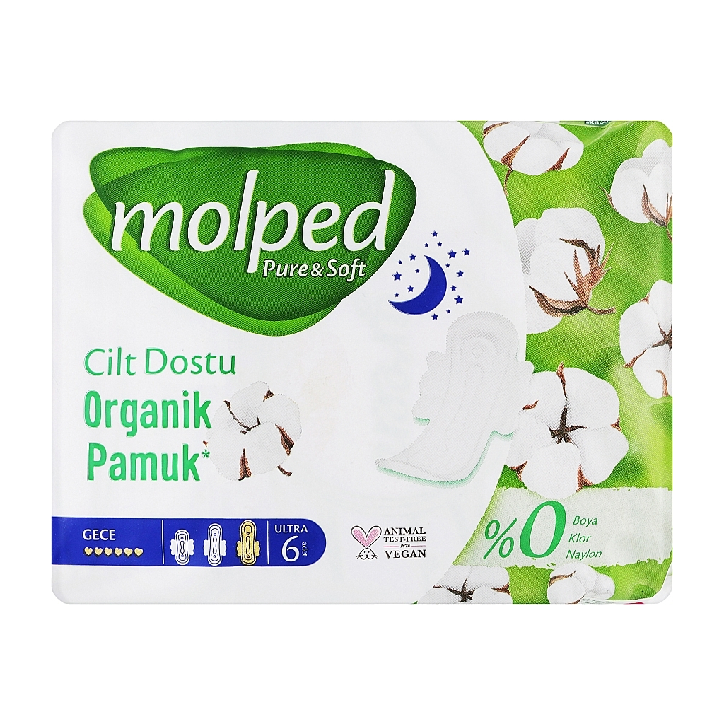 Гігієнічні прокладки Molped Pure&Soft Night 6 крапель 6 шт. (8690536842247)