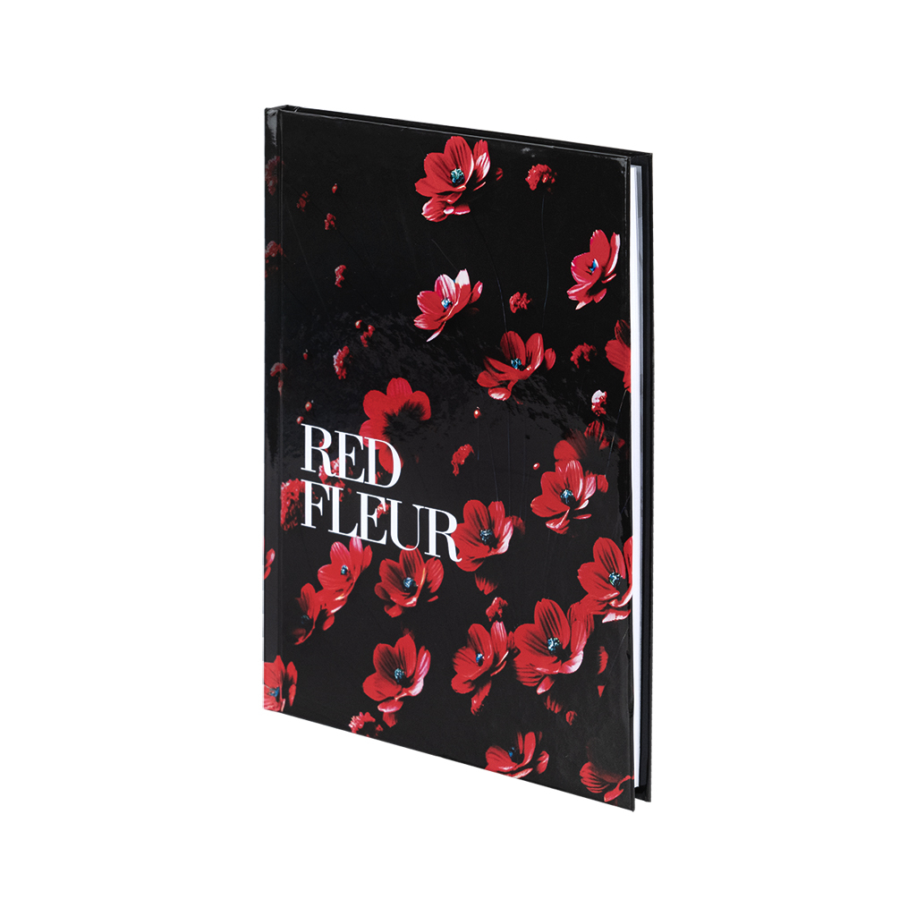 Книга записна Axent Red fleur А5, 96 аркушів, клітинка, тверда обкладинка (8459-3-A)