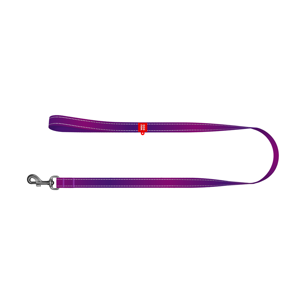 Повідець для собак WAUDOG Nylon Mono світловідбивний M 20 мм, 200 см, фіолетовий (46379)