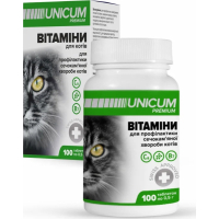 Вітаміни для котів Unicum PREMIUM для профілактики сечокам'яної хвороби 100 табл. (4820150202606)