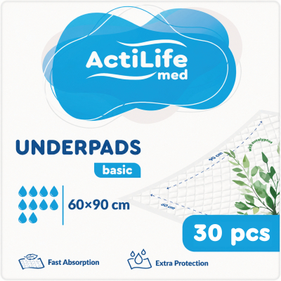 Пелюшки для малюків ActiLife Med Basic 60 х 90, 30 шт (4820174981488)