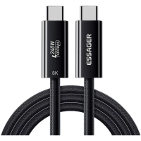 Дата кабель USB-C to USB-C 1.0m Thunderbolt 4 240W 8K60Hz black Essager (EXCTT4-PL01-P)