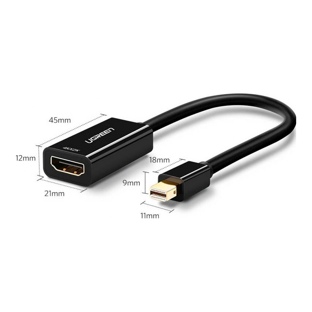 Перехідник Mini DisplayPort M to HDMI F 1080p MD112 black UGREEN (10461) Перехідник Mini DisplayPort M to HDMI F 1080p MD112 black UGREEN (10461)