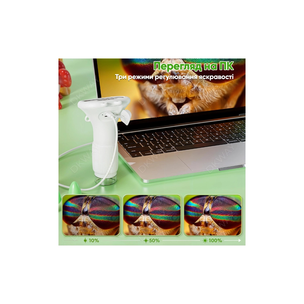 Дитячий мікроскоп DKWAY портативний кишеньковий з екраном Macro IPS KM1000 білий (460589319)