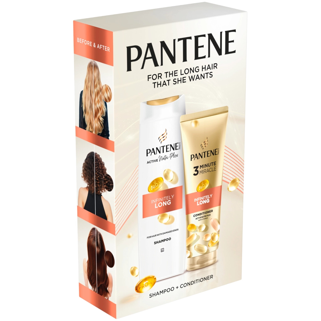 Набір косметики Pantene Pro-V Нескінченно довге Шампунь 400 мл + Бальзам-ополіскувач 220 мл (8006530042406)