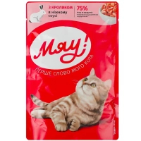 Wet cat food Meow! With rabbit in a delicate sauce 85 g (4820269142626)
