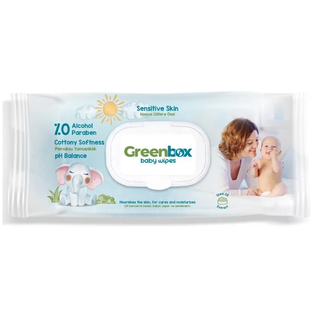 Дитячі вологі серветки Greenbox з клапоном 120 шт (8680131208296)