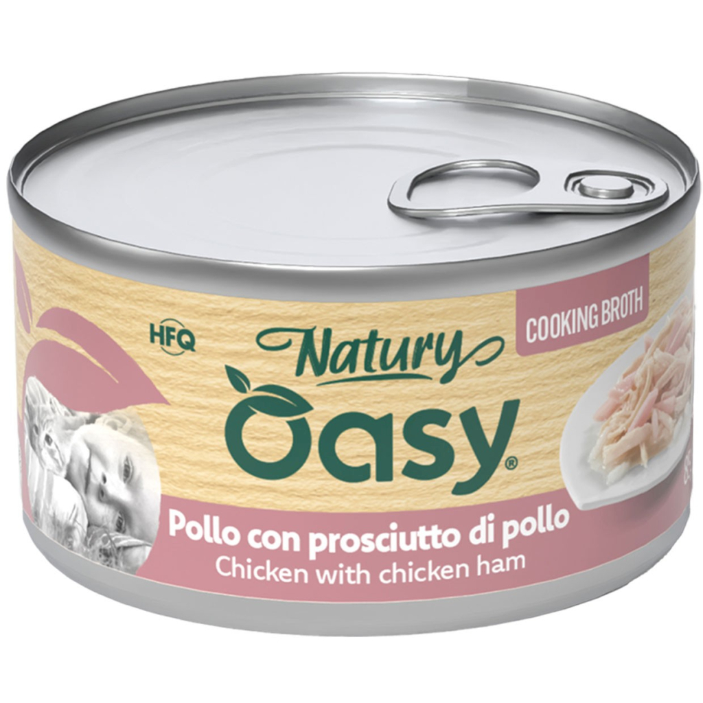 Консерви для котів OASY Wet Natury з куркою та шинкою 85 г (8054329514610)