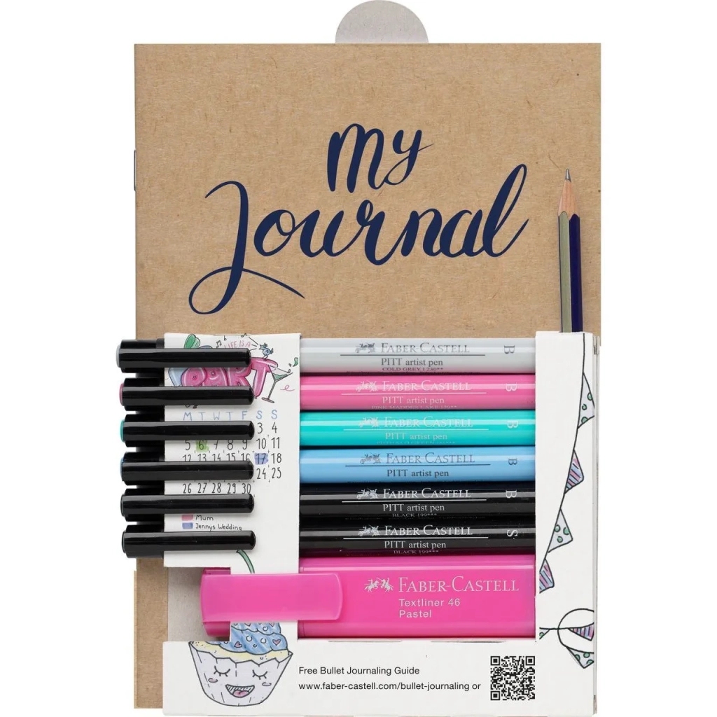 Лайнер Faber-Castell набір капілярних ручок Starter set Bullet Journaling 9 предметів + скетчбук в точку (29104)