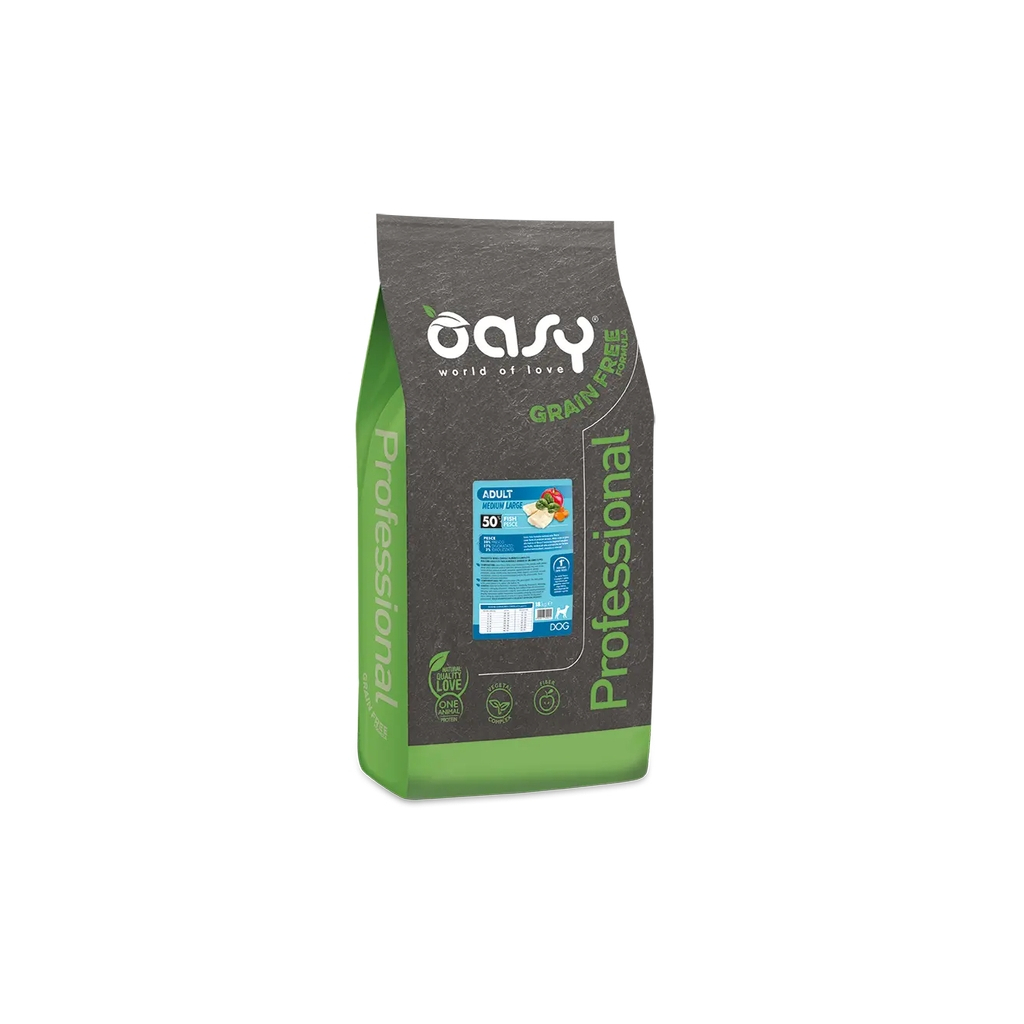 Сухий корм для собак OASY DOG Grain Free Medium/Large риба з яблуком та бататом 2.5 кг (8053017347561)