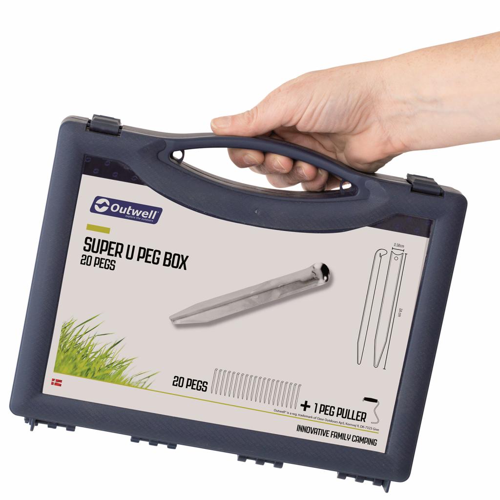 Комплект кілочків Outwell Super U Peg Box 24 см 20 шт Silver (928777) Комплект кілочків Outwell Super U Peg Box 24 см 20 шт Silver (928777)
