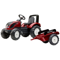 Веломобіль Falk Valtra S4 трактор на педалях з причепом Червоний (4000AB)