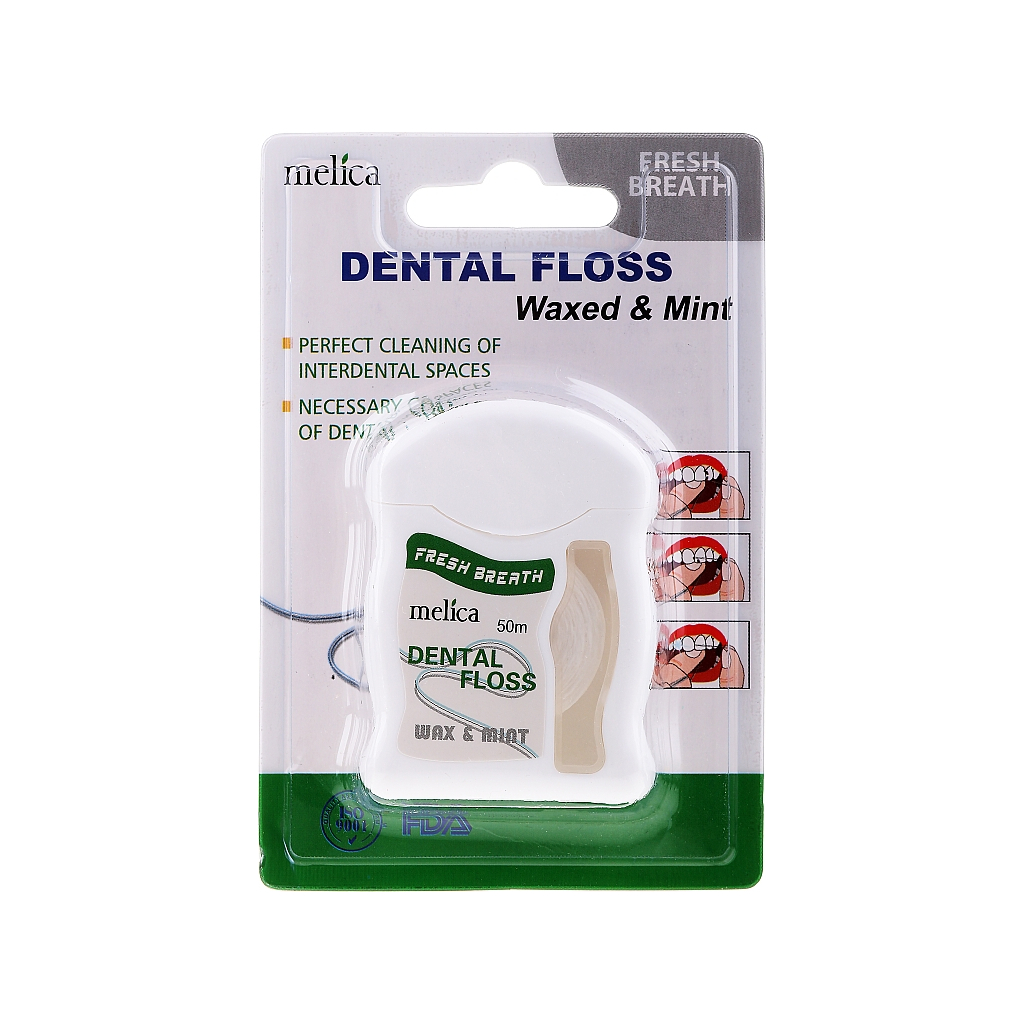 Зубна нитка Melica Dental Floss Waxed & Mint 50 м (4770416002481)