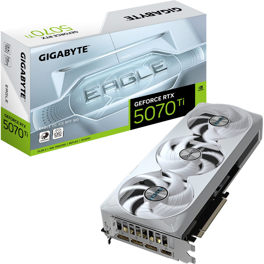 Відеокарта GIGABYTE GeForce RTX5070 Ti 16GB EAGLE OC ICE SFF (GV-N507TEAGLEOC ICE-16GD)
