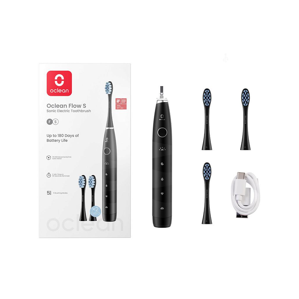 Електрична зубна щітка Oclean Flow S Electric Toothbrush Black (6970810557343) Електрична зубна щітка Oclean Flow S Electric Toothbrush Black (6970810557343)
