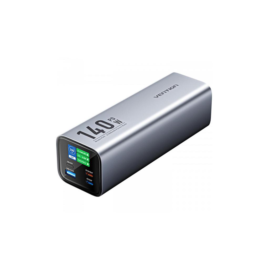 Батарея універсальна VENTION 27000mAh 140W 5A PD, QC/3.0, 2xUSB-C, USB-A, LED Display, Gray (FHVH0)