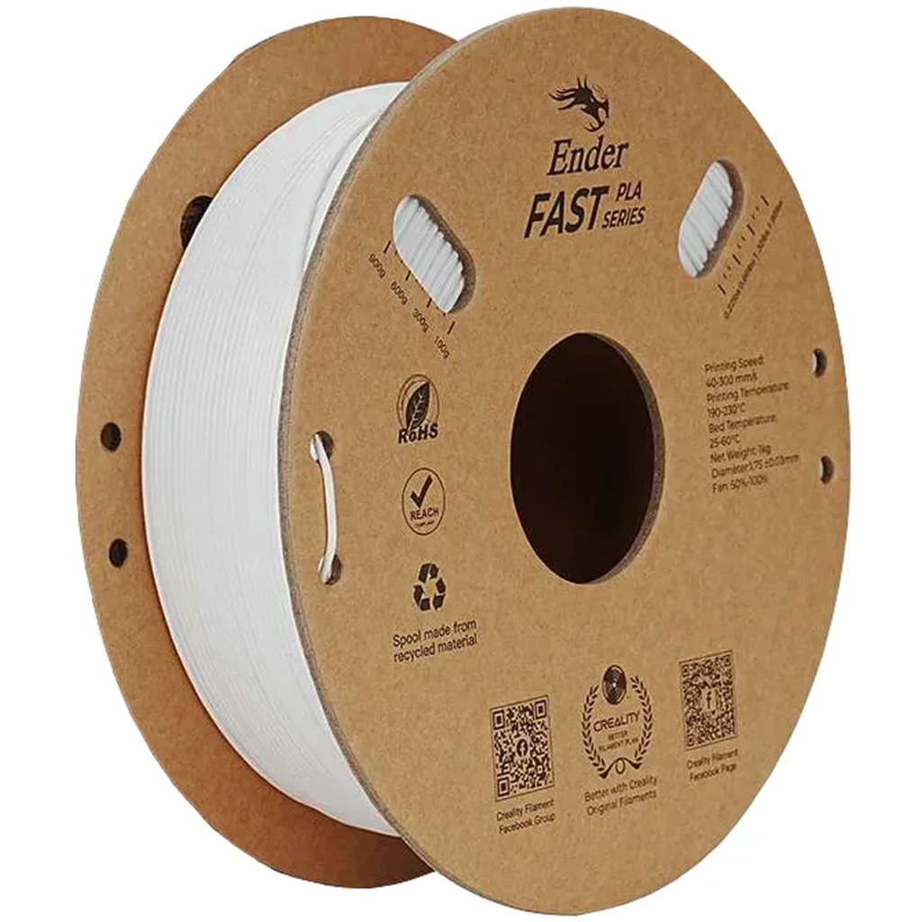 Пластик для 3D-принтера Creality 1.75мм Fast PLA Filament Ender 2x1кг, white (3301010396)