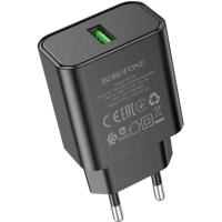 Зарядний пристрій BOROFONE BA72A USB QC3.0 black (6974443388541)
