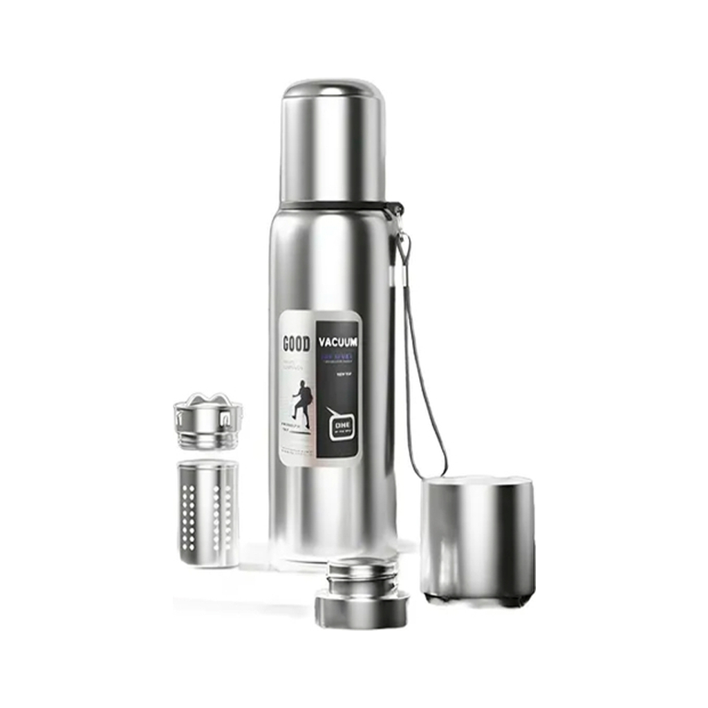 Термос Merlion з ситечком та чашкою 1,5 л, сталевий (ZK-127-1500Grey) Термос Merlion з ситечком та чашкою 1,5 л, сталевий (ZK-127-1500Grey)