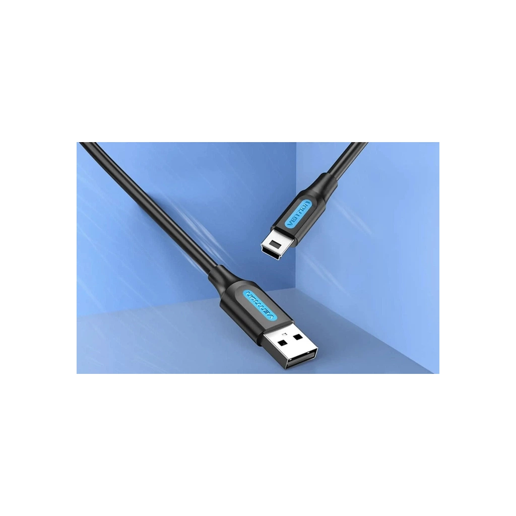 Дата кабель USB 2.0 AM to Mini 5P 0.5m black Vention (COMBD)