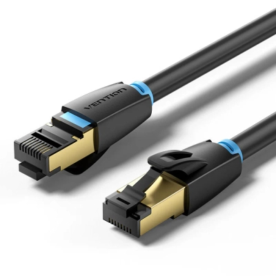 Патч-корд 8м, S/FTP cat 8 RJ-45 black Vention (IKABK)