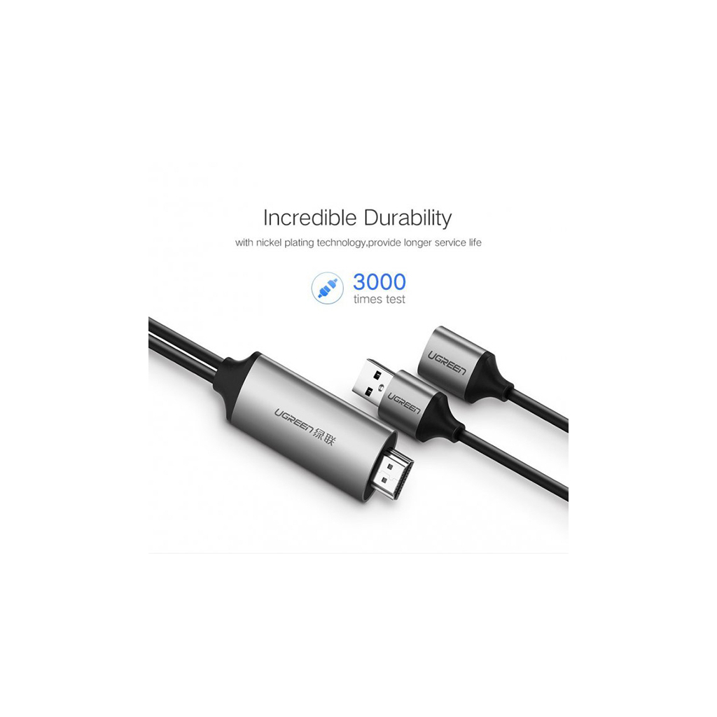 Кабель мультимедійний USB to HDMI 1.5m gray Ugreen (50291)