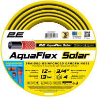 Шланг для поливу 2E AquaFlex Solar, 3/4", 12м, 4 шари, 13бар, -10…+60°C, зрошувач, конектор, адаптер (2E-GHE34SR12)