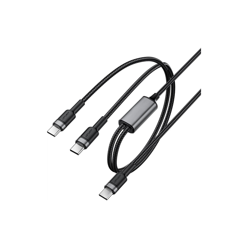 Дата кабель USB-C to 2xUSB-C 1.2m 100W nylon black Acefast (6974316285120)