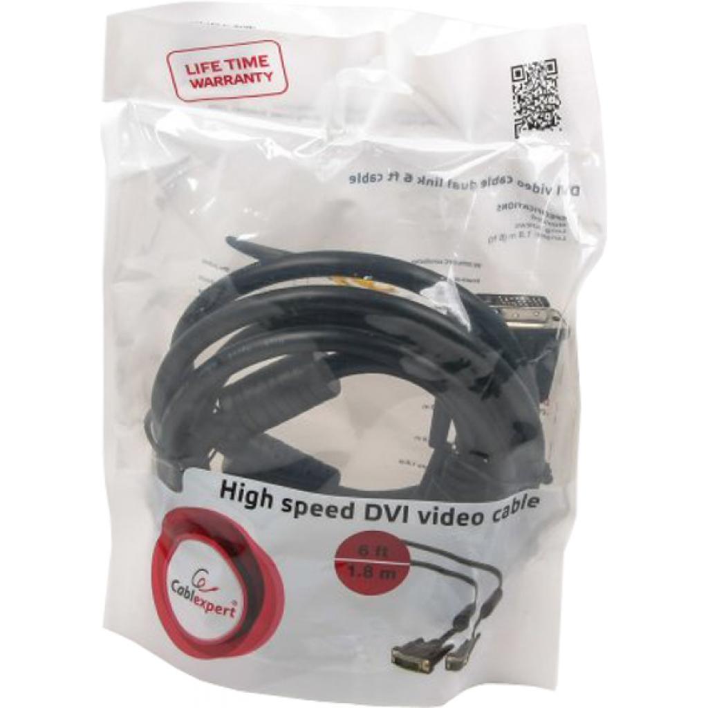 Кабель мультимедійний DVI M to DVI M 1.8m 18+1pin Cablexpert (CC-DVI-BK-6)