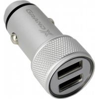 Зарядний пристрій Grand-X 3,1A, 12-24V, 2USB (CH-07LG) light grey metallic (CH-07LG)