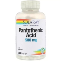 Vitamin Solaray Pantothenic acid, Pantothenic Acid, 500 mg, 250 vegetable (SOR-04381)