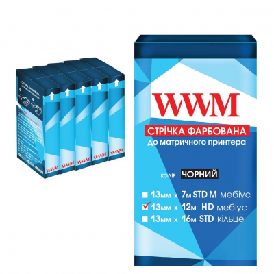 Tape for printers 10mm x 12m HD p. Black*5pcs WWM (R10.12HR5)