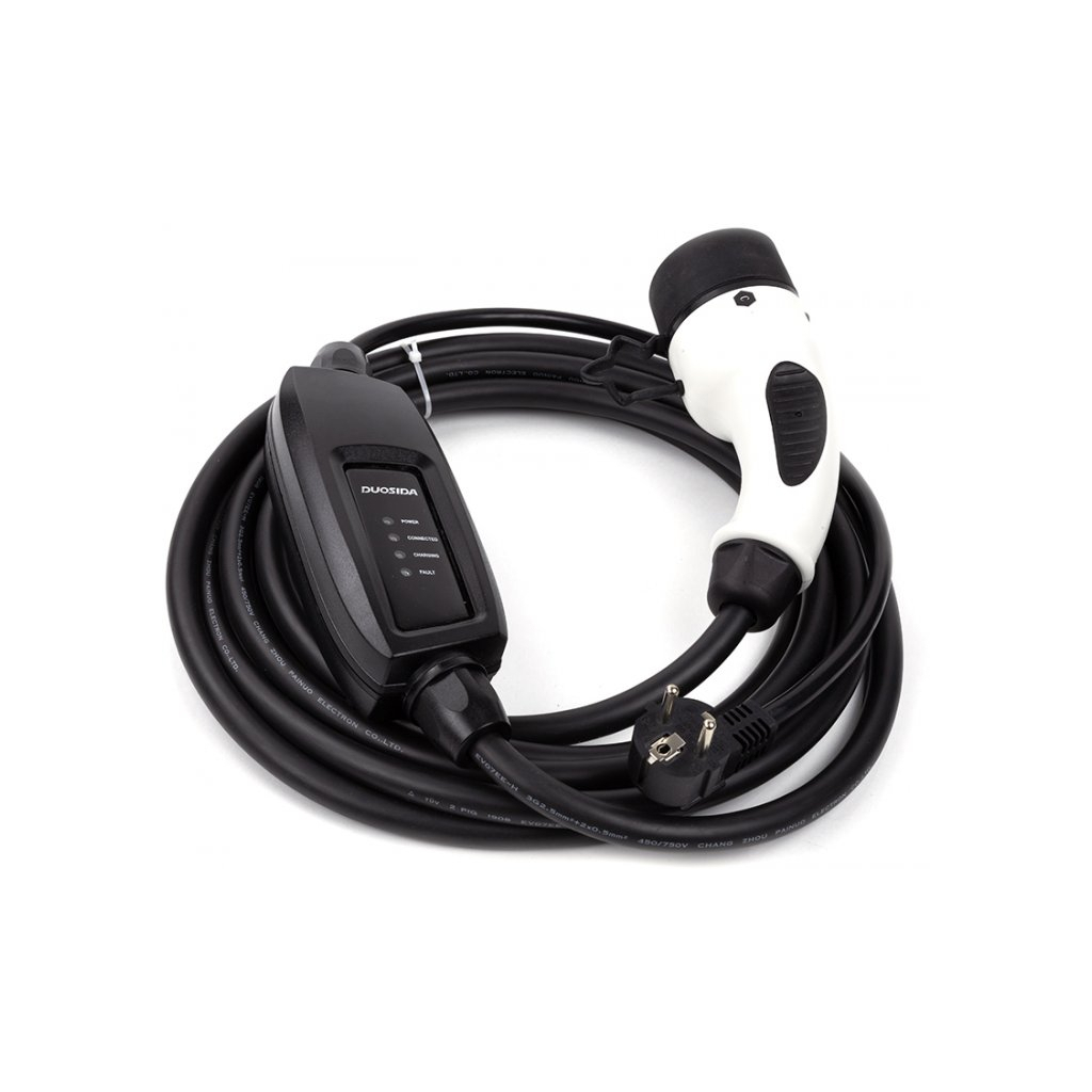 Зарядний пристрій для електромобіля Duosida Type 2 - Schuko (220V), 16A, 3.6кВт, 1-фазное, 5м (EV200276)