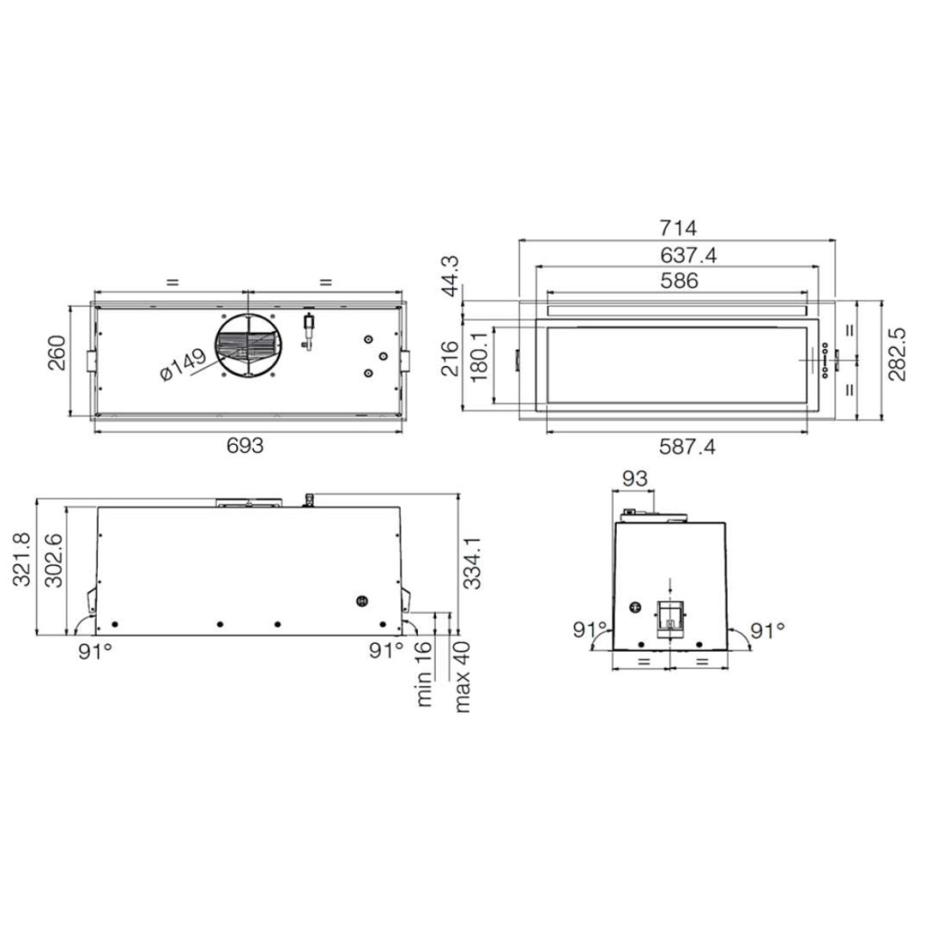 Витяжка кухонна Elica LANE B BL MAT/A/72 Витяжка кухонна Elica LANE B BL MAT/A/72
