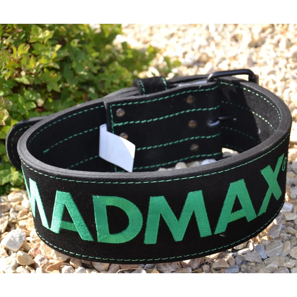 Атлетичний пояс MadMax MFB-301 Suede Single Prong шкіряний Black/Green L (MFB-301_L)