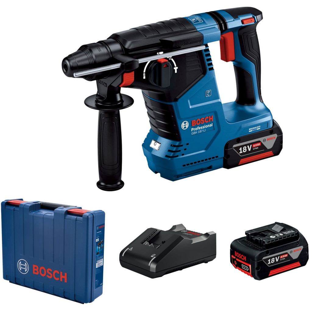 Перфоратор Bosch GBH 187-LI Professional 2*18 В 5 Аг, SDS-Plus, 2.4 Дж, 980 об/х (0.611.923.021)