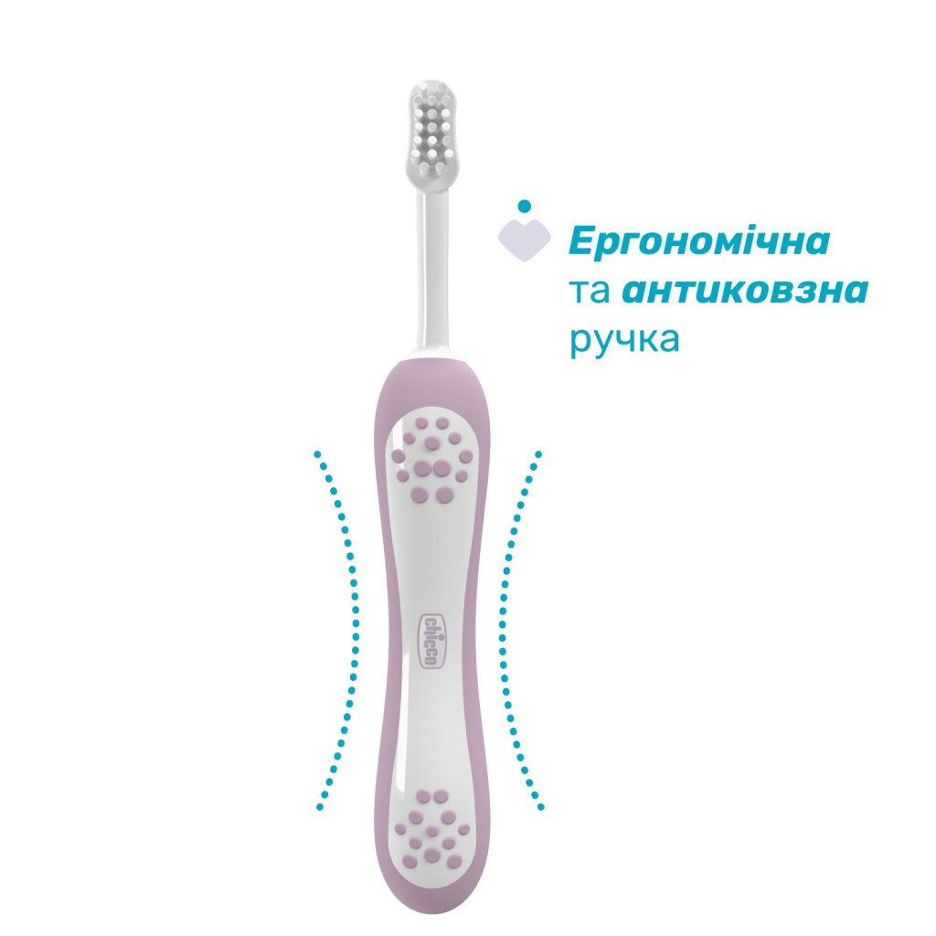 Дитяча зубна щітка Chicco для перших зубів, 6-36 міс. рожева (8058664174683) (12081.00)