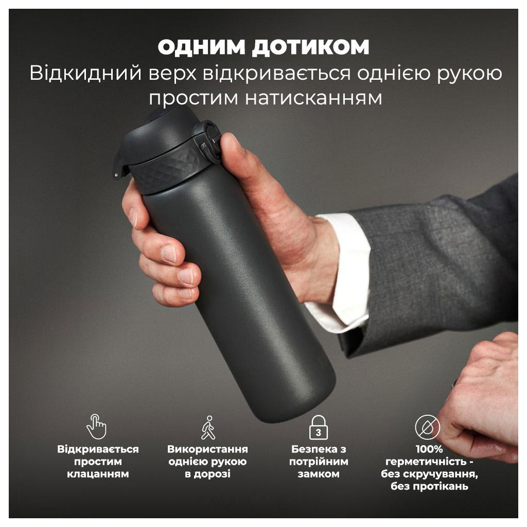 Пляшка для води ION8 OneTouch Vacuum Insulated 500 мл Grey (I8TS500GRY)